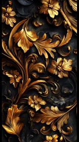 Gilded midnight florals swirling in baroque gold hush.