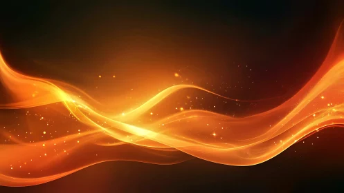 Golden Luminescent Waves: Abstract Energy Flow Design.