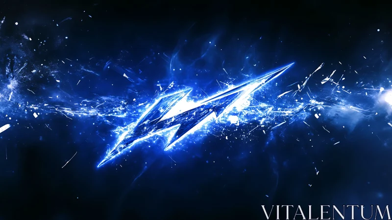 Electric blue lightning bolt with shattered energy trail.