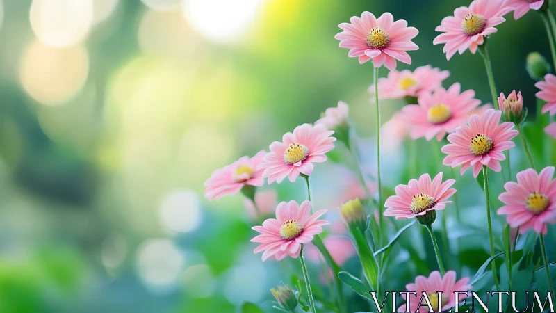 Pink Daisies Dancing Through Golden Hour Bokeh