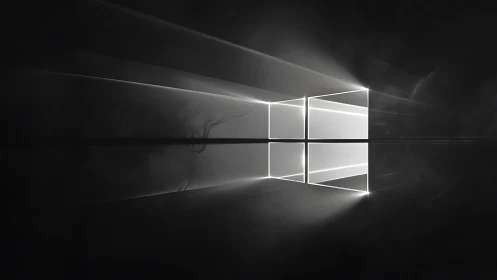 Glowing window of light opening a calm digital horizon.