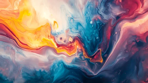 Molten cosmic currents swirl through vibrant abstract nebula