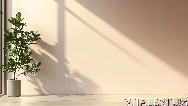 Gentle morning light with a calm corner houseplant scene.