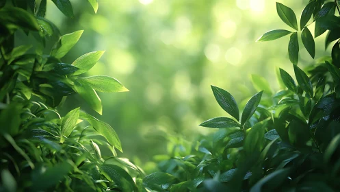 Backlit foliage forms a shallow-depth study in verdant tonality