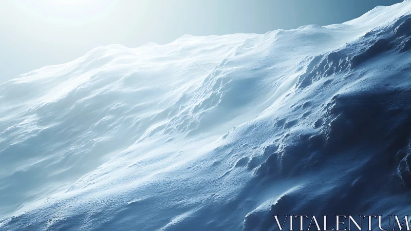 Sunlit snow waves rolling across a silent winter slope.