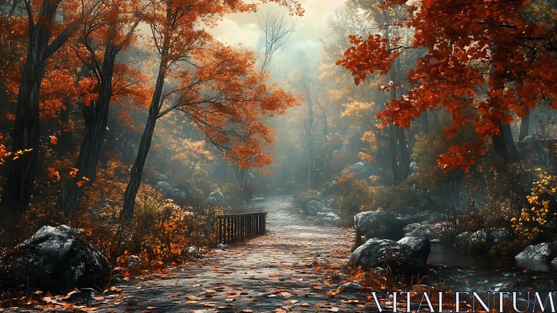 Autumn's Whispered Passage Through Misty Woodland Sanctuary.