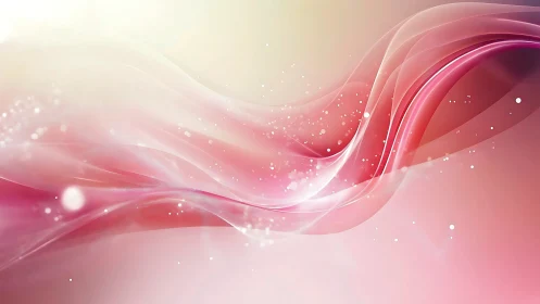 Luminous rose waves flowing across soft pastel haze.