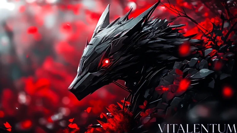 Stylized angular wolf head constructed from dark shards