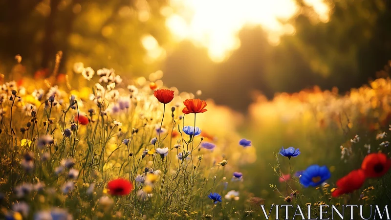 Wildflower meadow with selective depth focus.