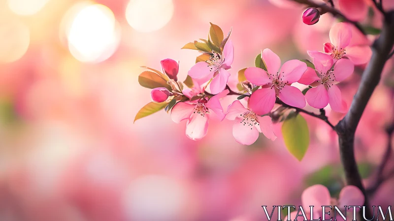 Cherry Blossoms in Soft Bokeh Light.