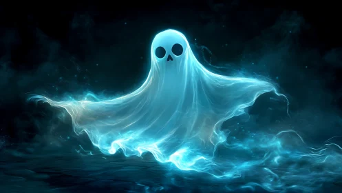 Ethereal ghost apparition in luminous digital painting style.
