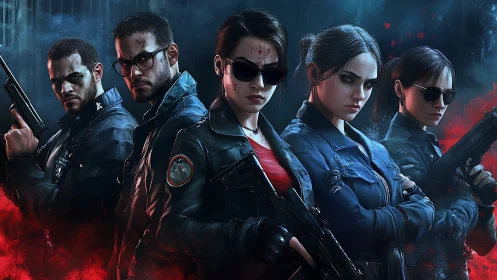 Night shift heroes in leather jackets and neon smoke.