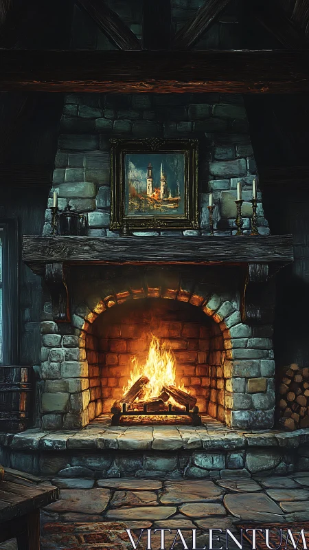 Firelit Cathedral Glows Within Stone Embrace