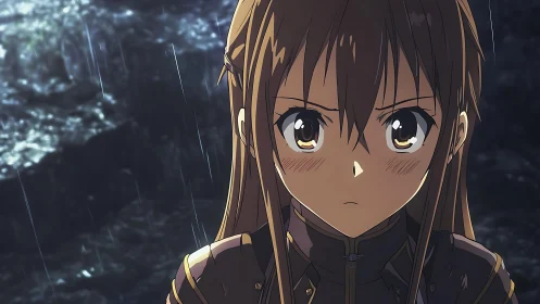 Storm-soaked resolve sharpens in a warrior’s steady gaze