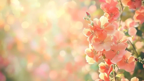 Coral Roses Bask in Golden Hour Glow.