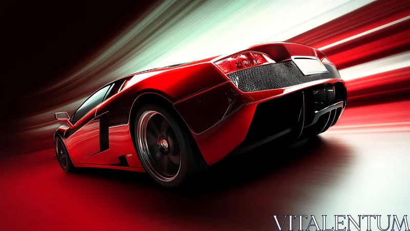 Scarlet hypercar rockets through a tunnel of liquid speed.