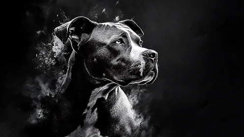 Monochrome canine portrait renders dramatic chiaroscuro study