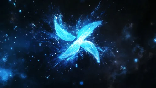 Luminescent cosmic X-shape explodes within deep nebular void