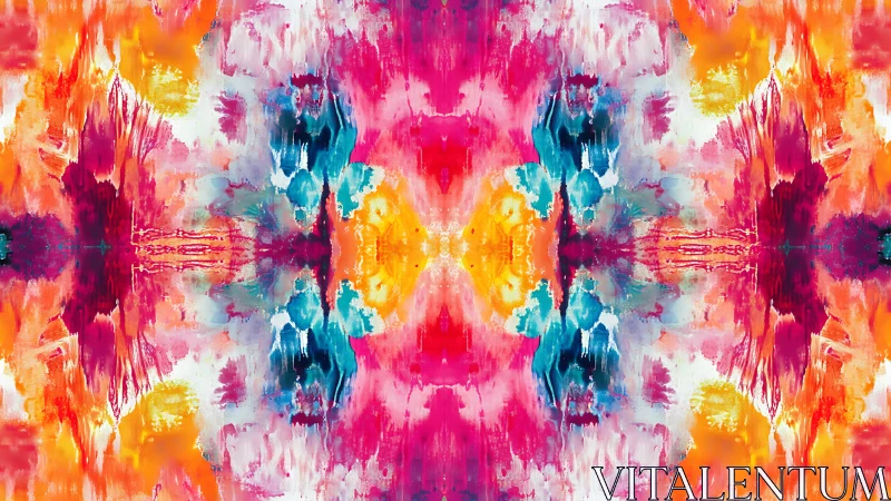 Symmetrical abstract watercolor pattern shows mirrored bursts