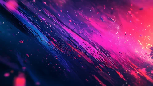 Vivid Abstract Digital Art With Neon Pink And Blue Streaks.
