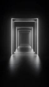 Glowing geometric corridor invites you into a calm, endless path