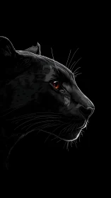 Black Leopard Profile: Feline Intensity with Glowing Red Eyes.