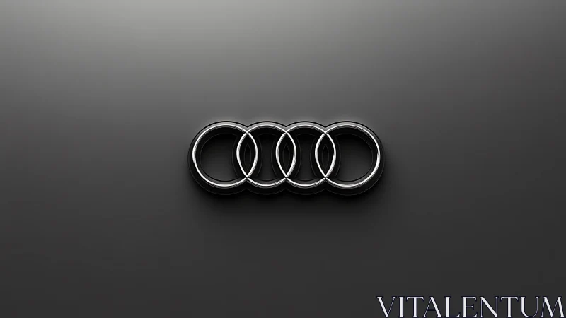 Chrome interlocking rings logo on smooth dark gradient field.