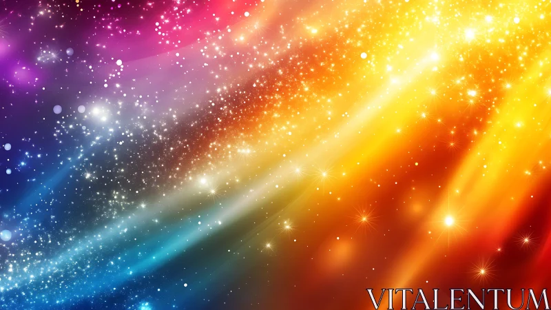 Multicolor stellar nebula field with diagonal light streaks