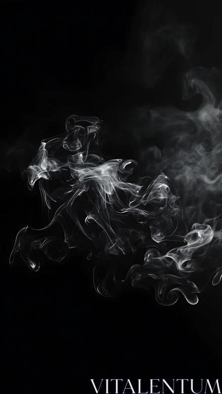 Monochrome smoke plumes swirling over deep black negative space.