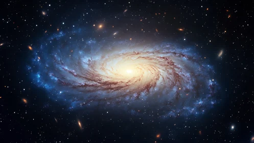 Spiral galaxy core rendered in luminous digital painting style.