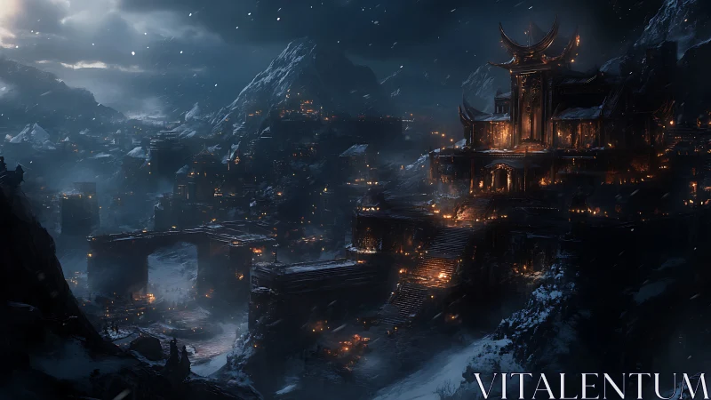 Moonlit mountain citadel hums with ember-bright secrets