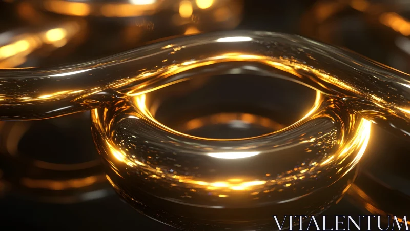 Shiny Golden Metal Chain Close-Up in Abstract Digital Art Style.