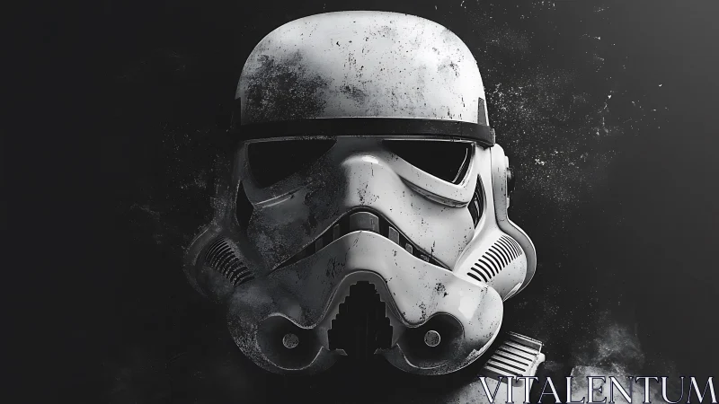 Stormtrooper-style helmet is rendered with worn surface detail