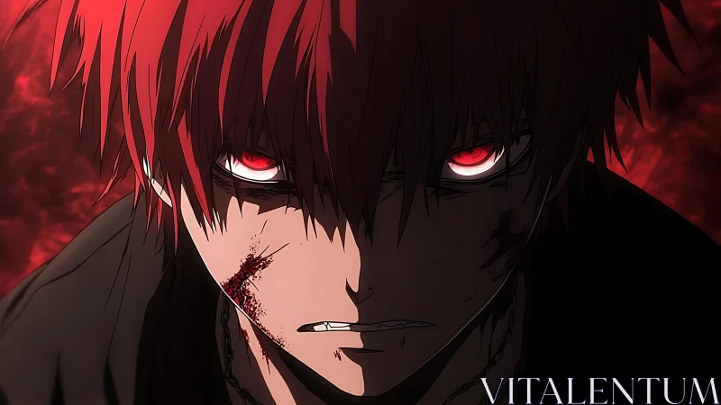 Red eyed resolve in a storm of shadow and smoldering rage.