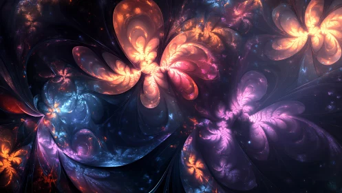 Fractal butterfly nebulae in multichromatic luminous turbulence.