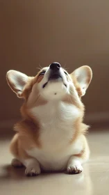 Tiny corgi astronomer tilts snout toward invisible stars
