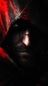 Shadow-sculpted rogue lets red embers sketch his intent