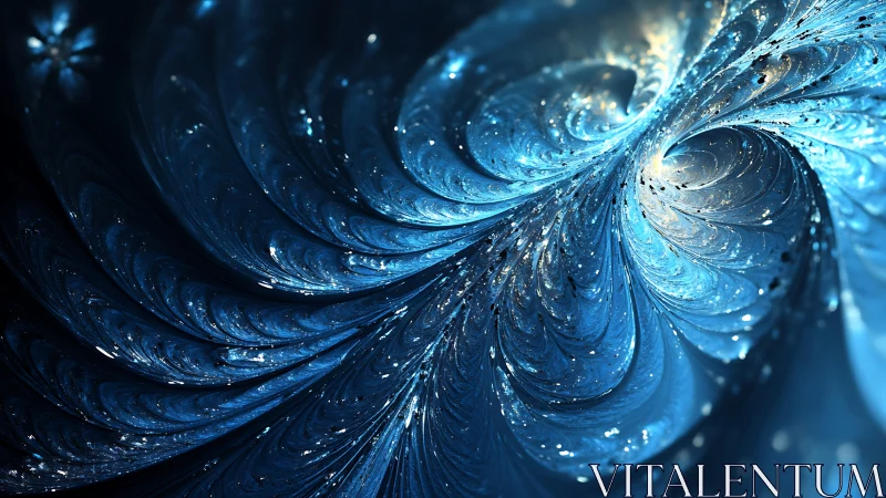 Starlit tidal spirals fold deep space into liquid sapphire