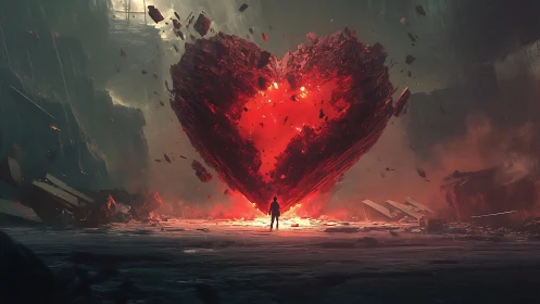 Luminescent Heart Detonation: Apocalyptic Digital Rendering.