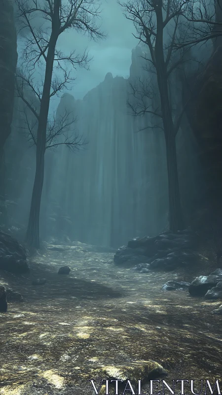 Mystical Forest Canyon with Ethereal Light.