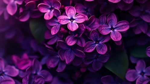 Violet Cluster Blossoms: Nature's Luminescent Gem Garden.