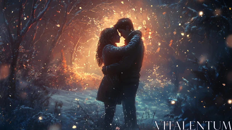 Starlit Embrace: Two Souls Dancing Through Molten Constellations