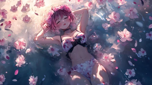 Spring daydream in drifting petals and gentle waterlight.