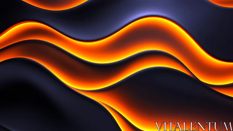 Glowing orange waves gently flow through deep midnight curves