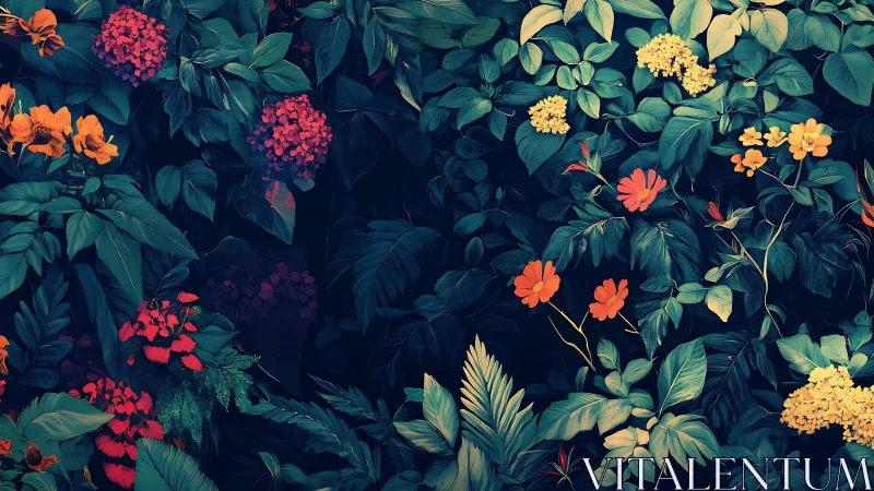 Midnight Bloom Cascade: A Velvet Garden Symphony.