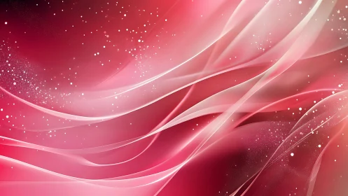 Layered translucent pink waveforms curve across a luminous field