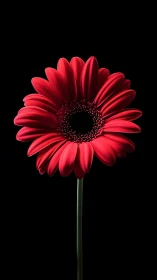 Red Gerbera Daisy with Dramatic Chiaroscuro Lighting Setup