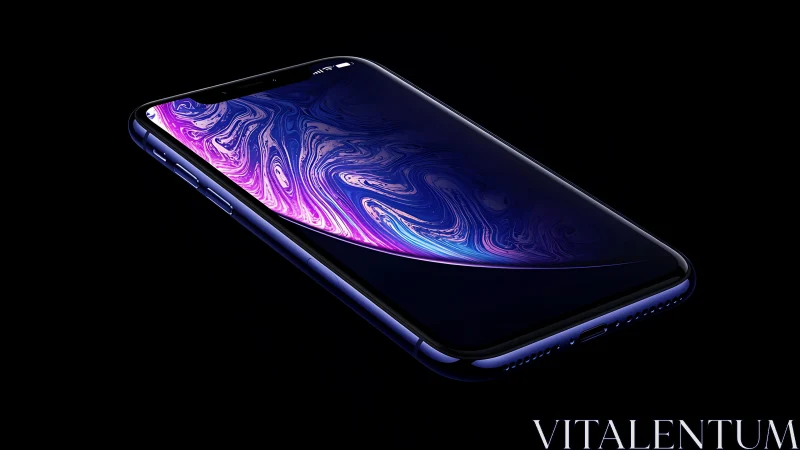 Sleek Smartphone With Vibrant Neon Liquid Wallpaper Display