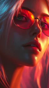 Neon-lit portrait captures cool confidence in vivid color haze
