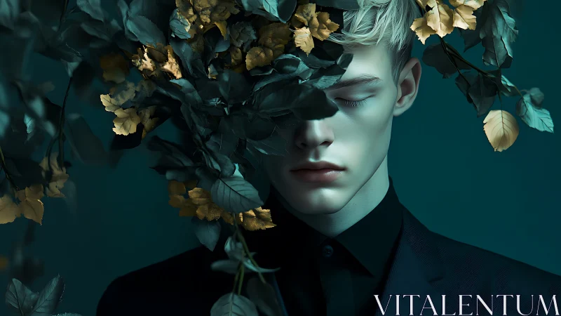 Dreaming in teal leaves and quiet golden blossoms.